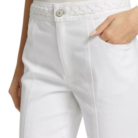 Cinq à Sept Ferna Braided High-Rise Stretch Flared Jeans Size L - Picture 3 of 12